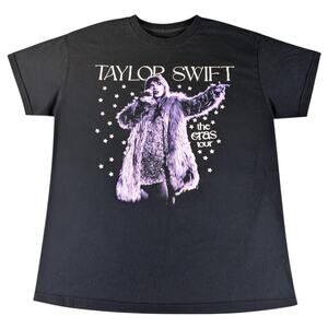 Taylor Swift Eras Tour Graphic T-Shirt Black Short Sleeve Concert Tee Size M